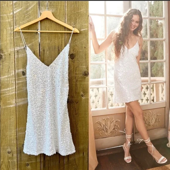 force of fashion white backless sequin mini dress Nala Sequin Mini Dress - White main image 1